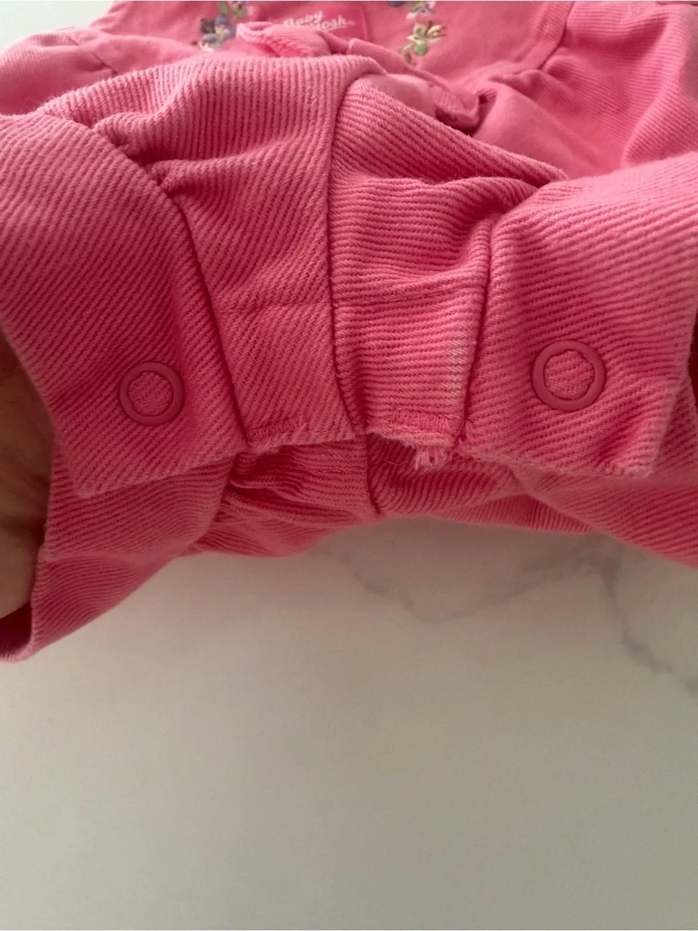 Vintage OshKosh B’gosh Bubble Gum Pink Denim Bubble Floral Embroidered 12 Month